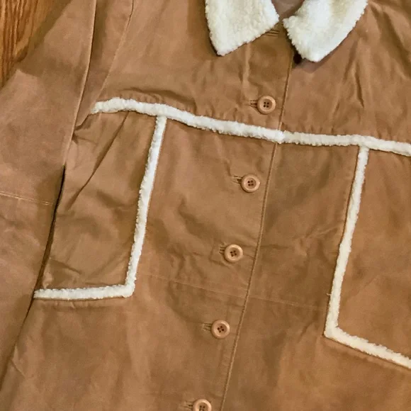 Vintage Jennyfer J Jacket Brown Leather Button Blazer Coat Size M #W4 - Picture 3 of 9